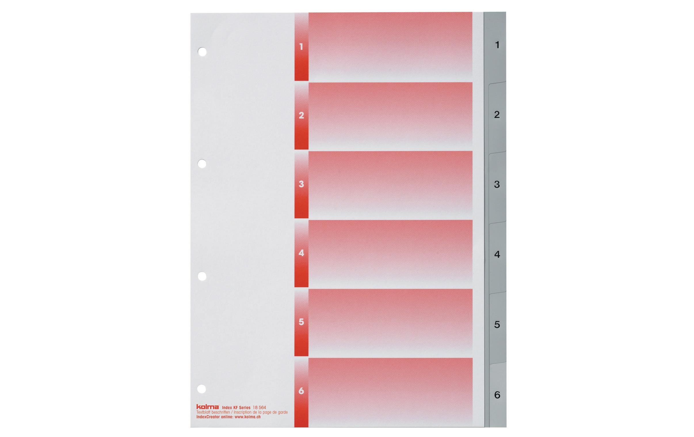 Kolma Register A4 KolmaFlex 1-6 6-teilig, grau