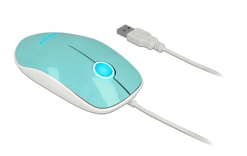 Delock 12538 Optische 3-Tasten LED Maus USB Typ-A, türkis
