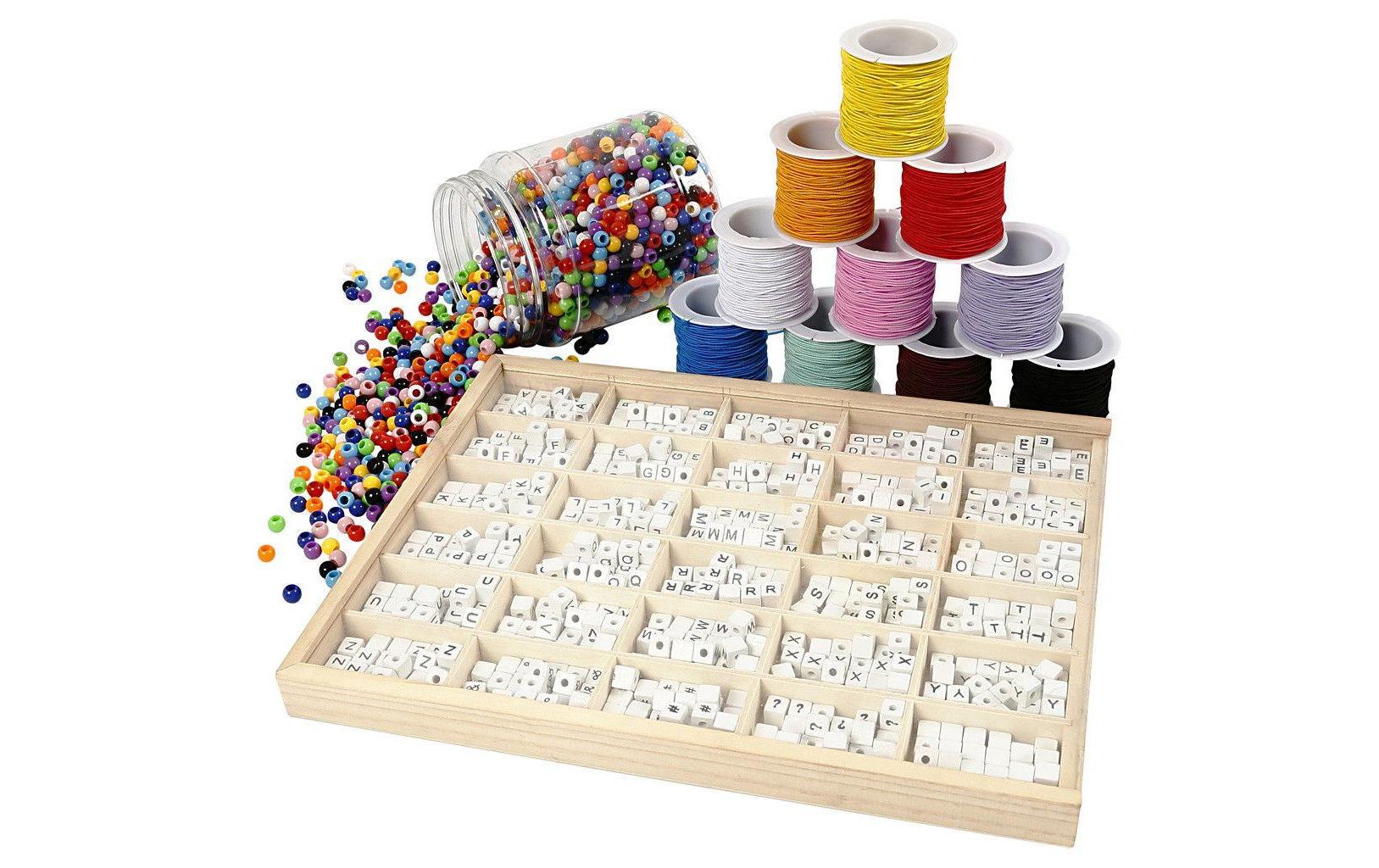 Creativ Company Buchstabenperlen Plastikbeads, Buchstabenperlen, Elastikband