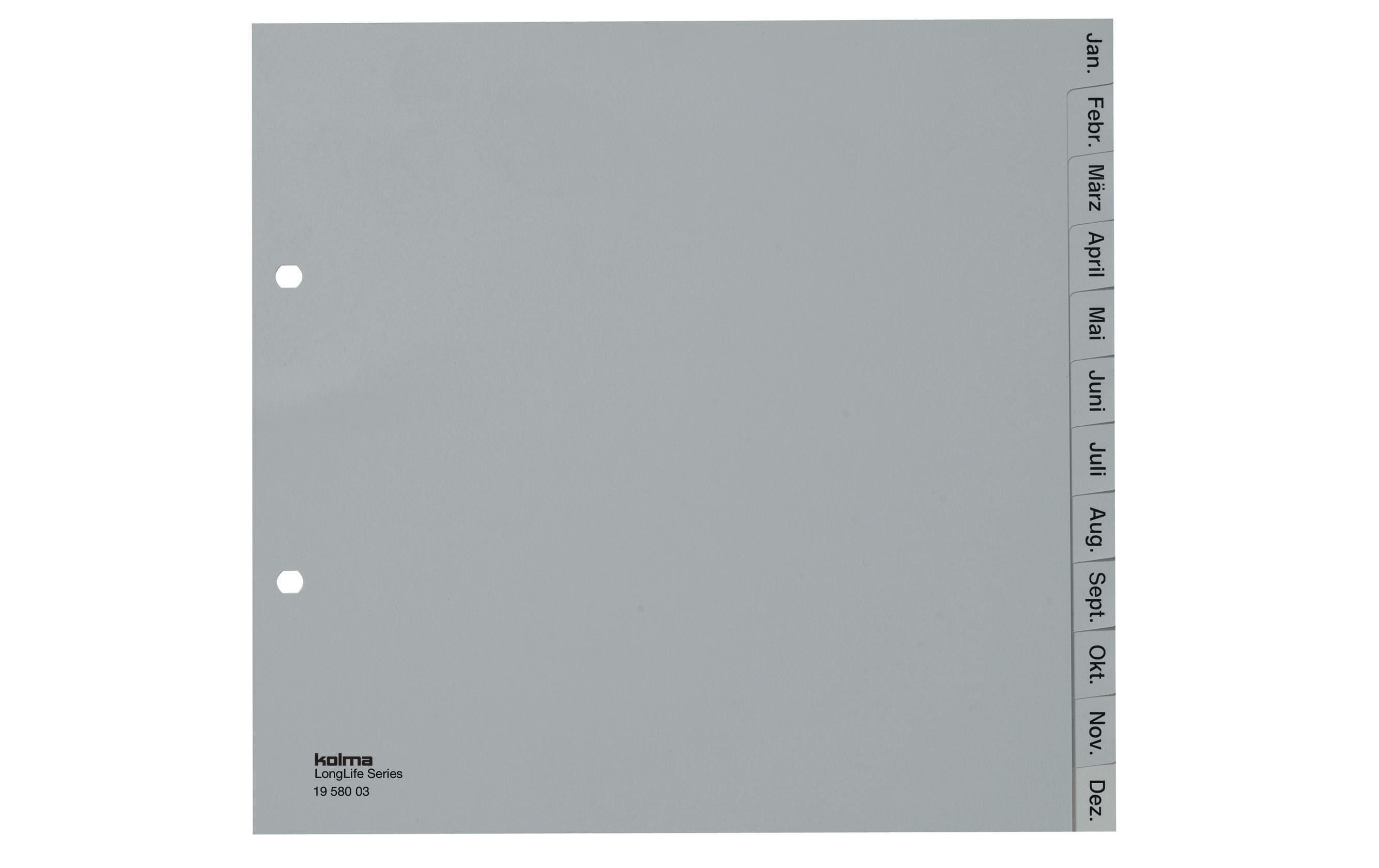 Kolma Register A4 teild. LongLife Jan-Dez 12-teilig, grau
