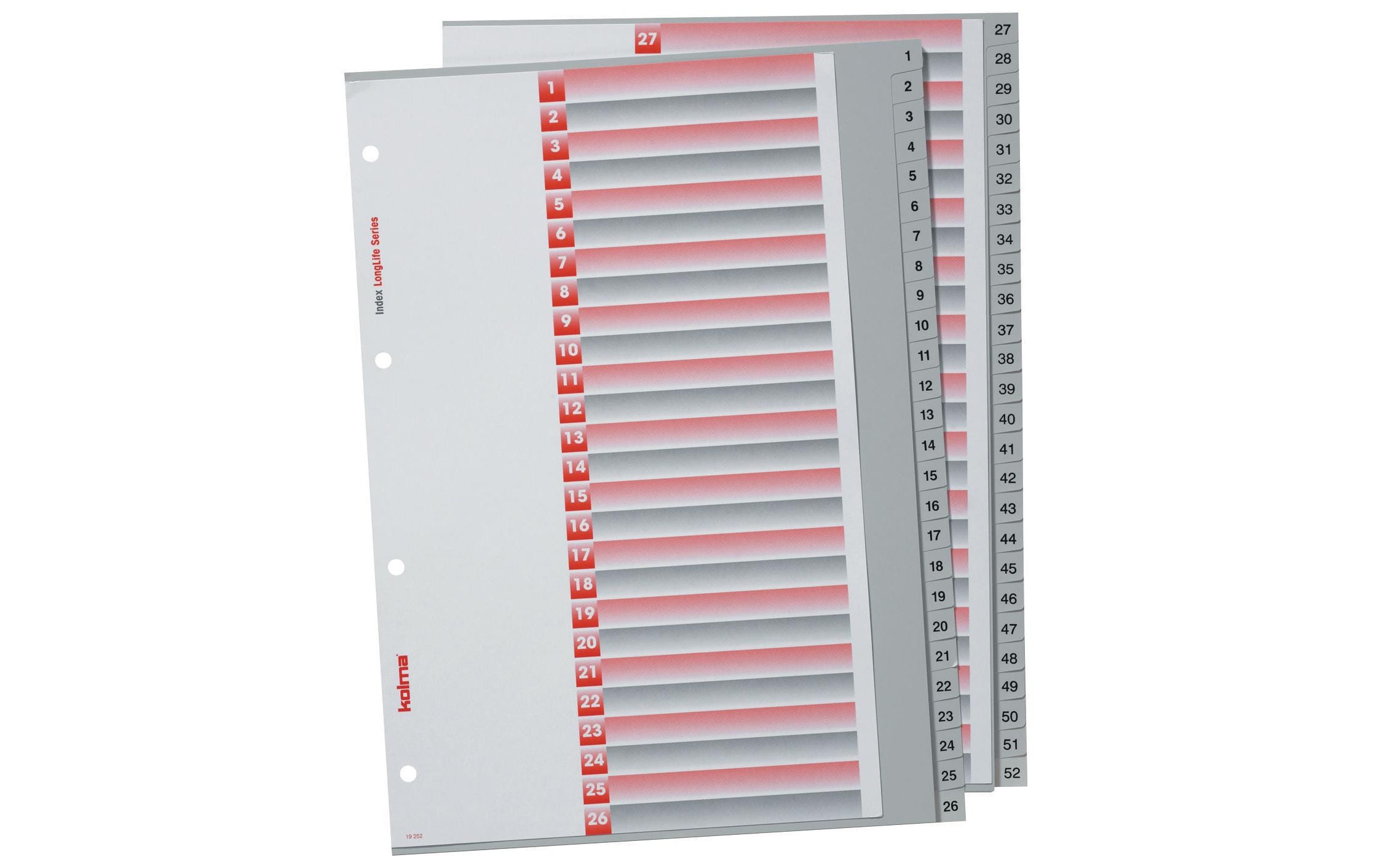 Kolma Register A4 LongLife 1-52 52-teilig, grau