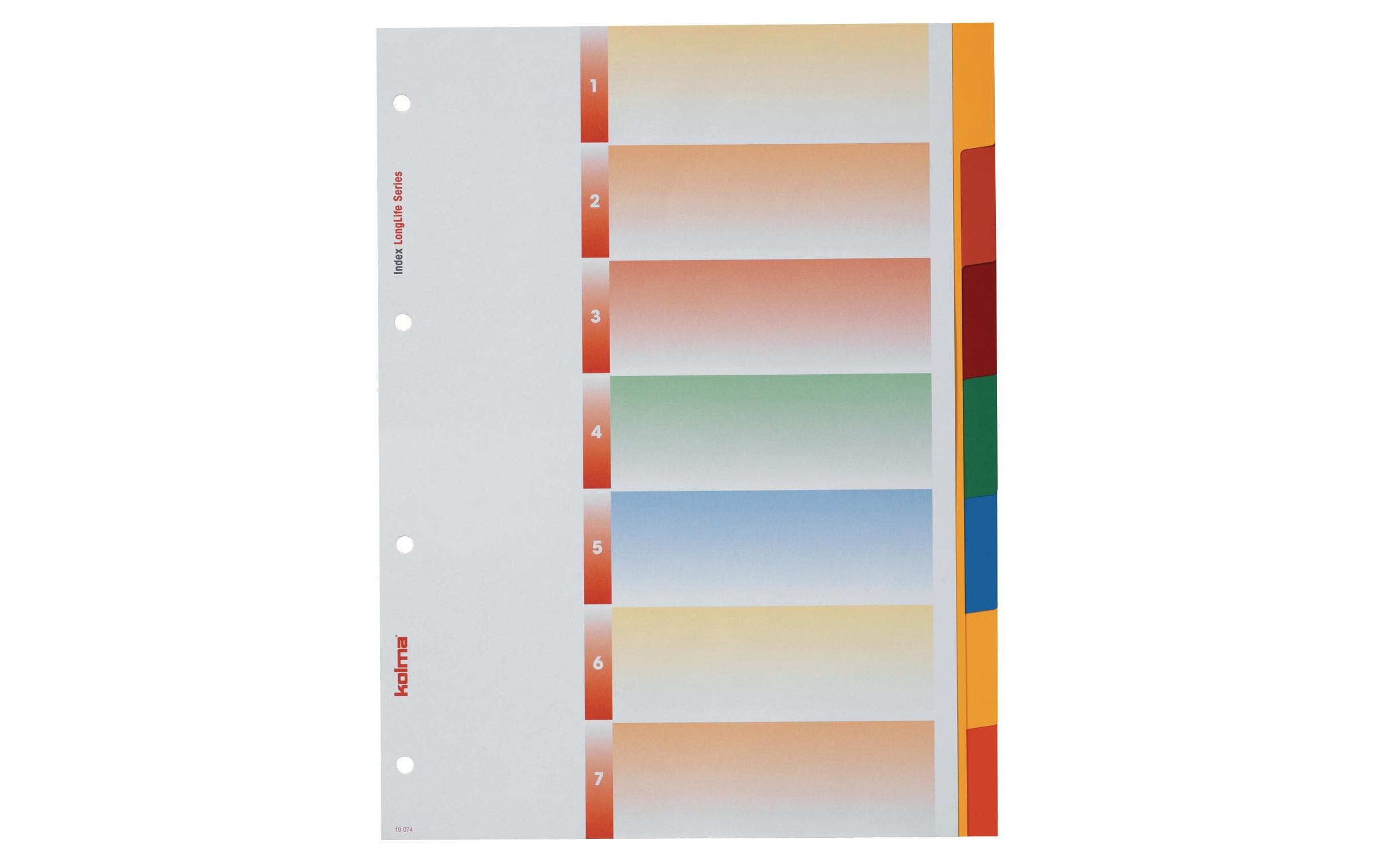 Kolma Register A4 LongLife blanko 7-teilig, mehrfarbig / rainbow