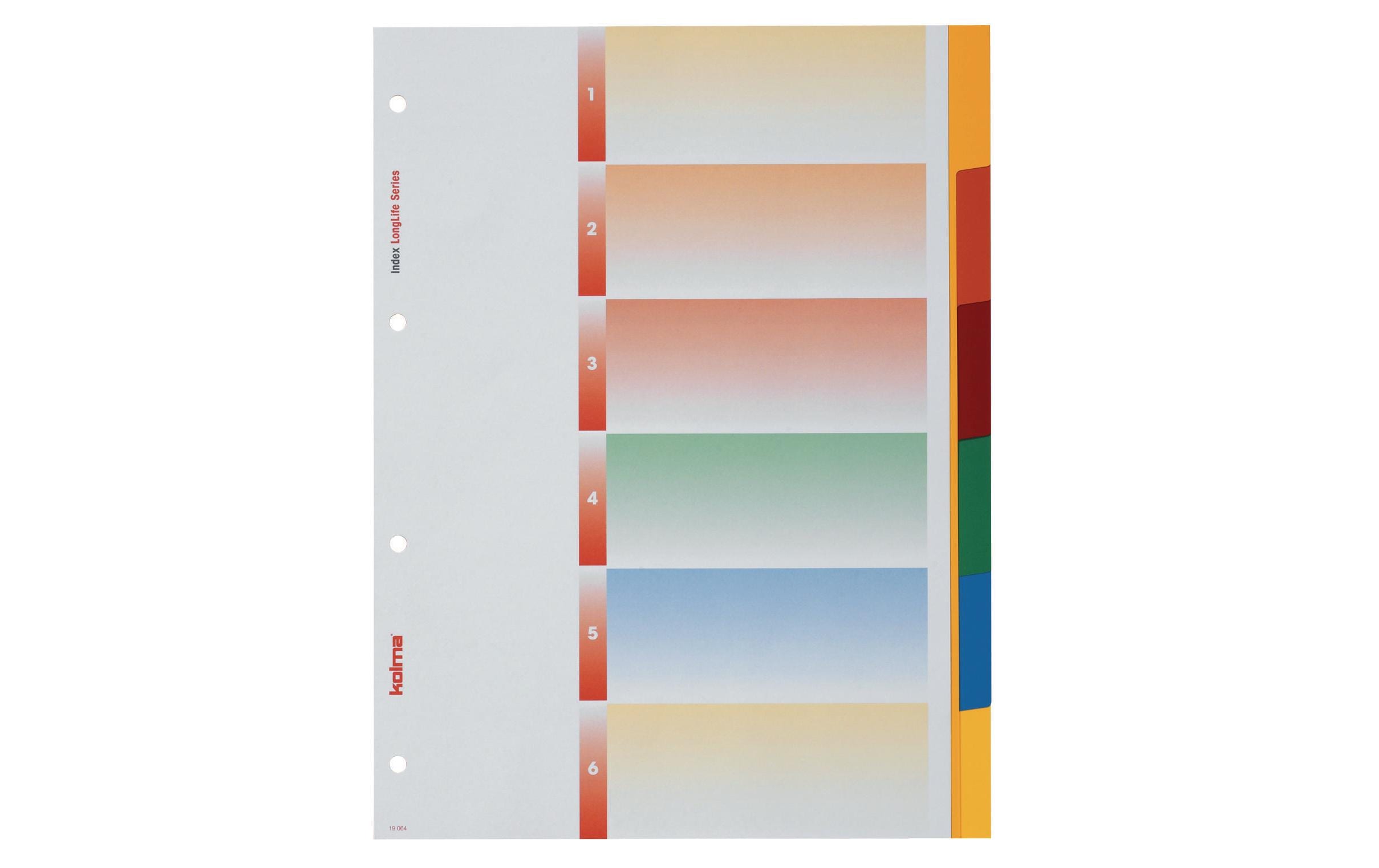 Kolma Register A4 LongLife blanko mehrfarbig / rainbow