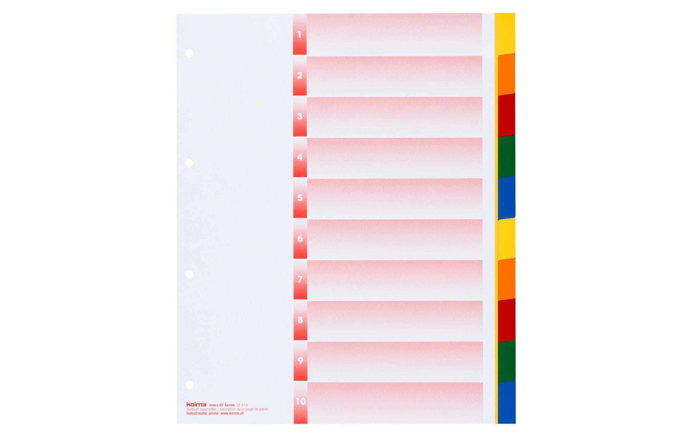 Kolma Register A4 XL KolmaFlex blanko 10-teilig, mehrfarbig / rainbow
