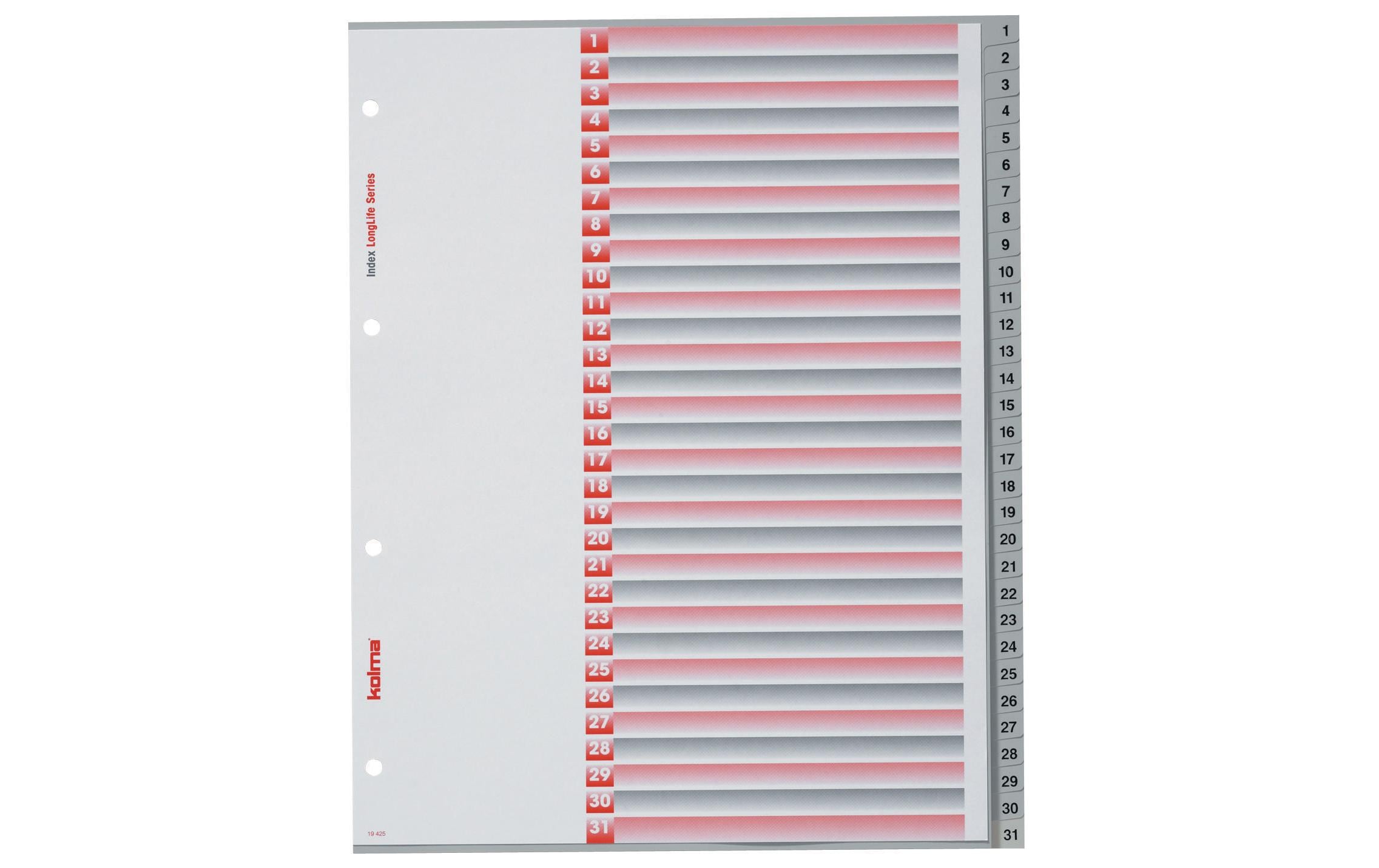 Kolma Register A4 XL LongLife 1-31 31-teilig, grau