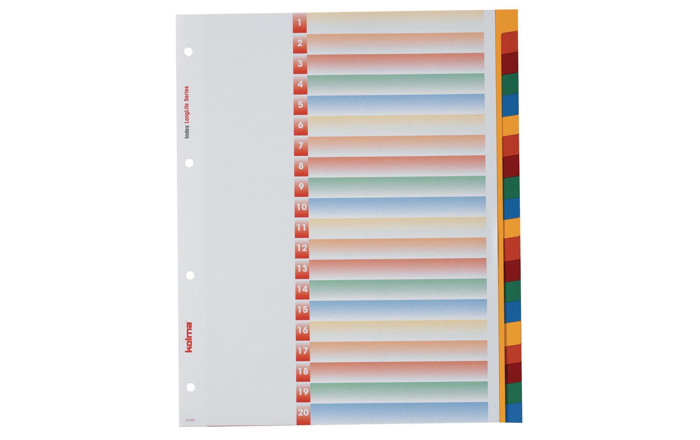 Kolma Register A4 XL LongLife blanko 20-teilig, mehrfarbig / rainbow