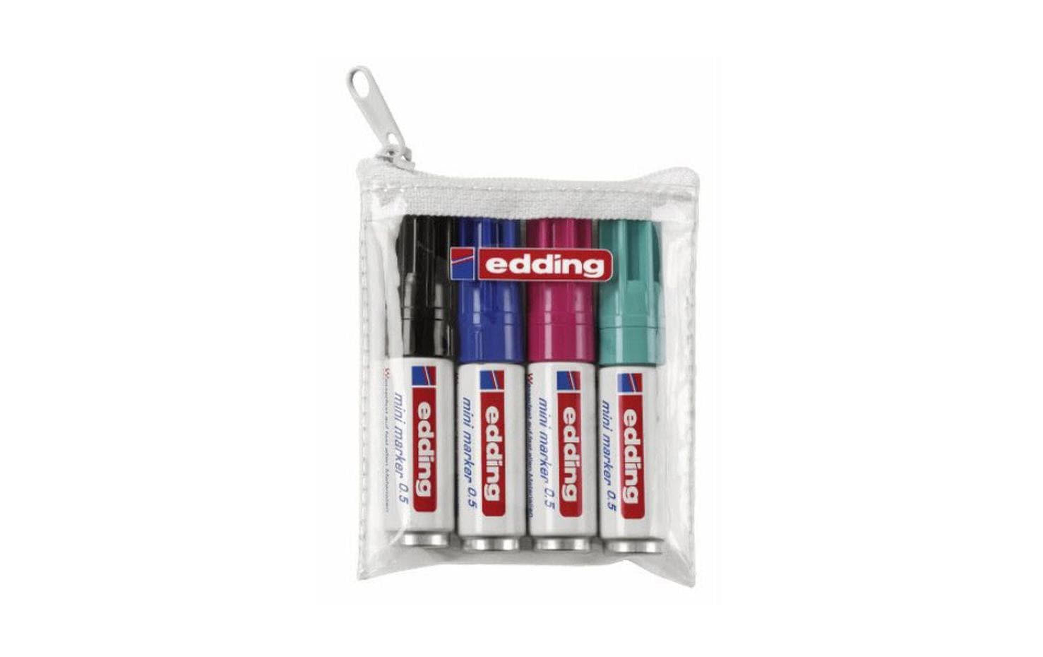 Edding Permanent Marker Mini schwarz, blau, kaminrot, türkis
