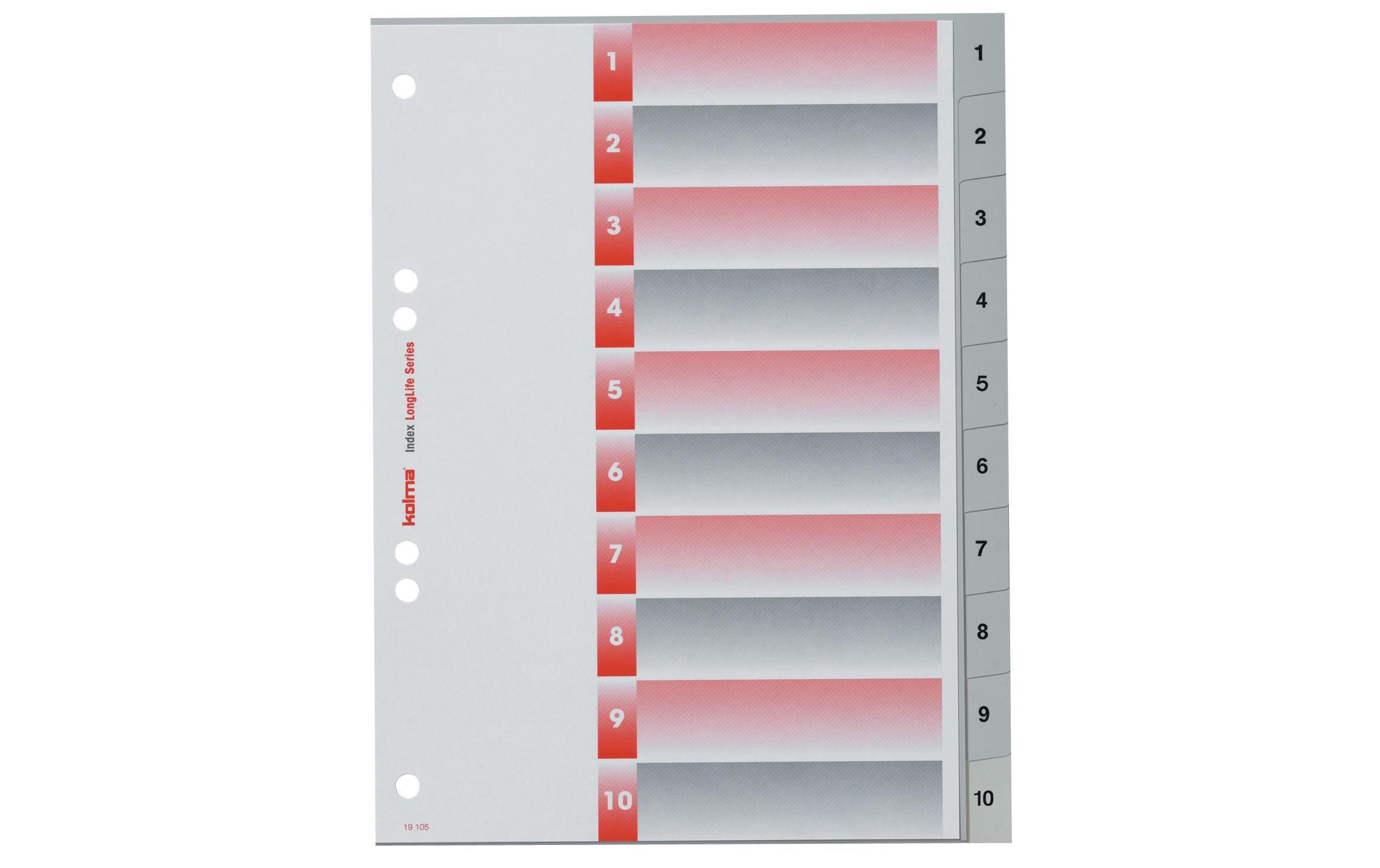 Kolma Register A5 LongLife hoch 1-10 10-teilig, mehrfarbig / rainbow