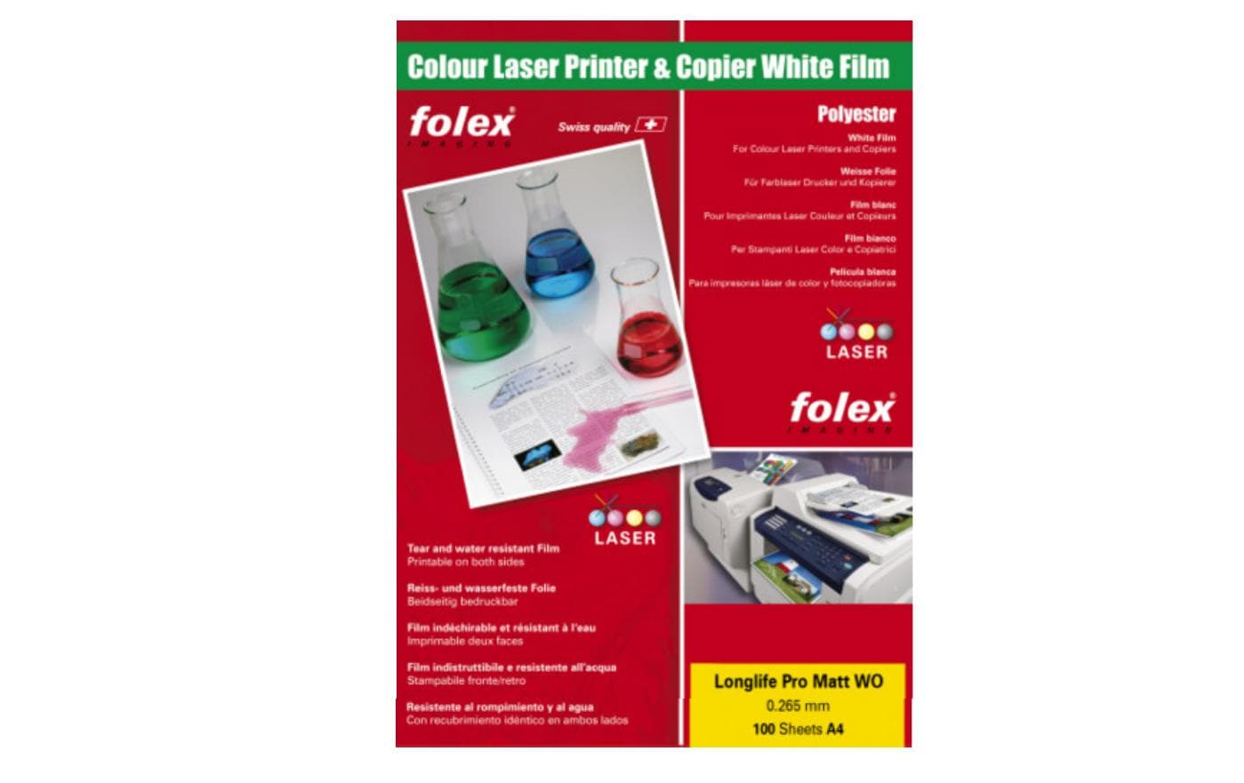 Folex Longlife Pro Matt WO Folie A4 Inhalt:100 Blatt, 0.115mm, Polyesterfolie,