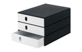Styroval pro Box mit 3 Schubladen geschl. Gehäuse schwarz, Schubladen weiss