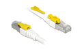 Delock Patchkabel: S/STP, 5m, weiss Cat.6A, LSOH, Kabel verriegelbar, 7mm