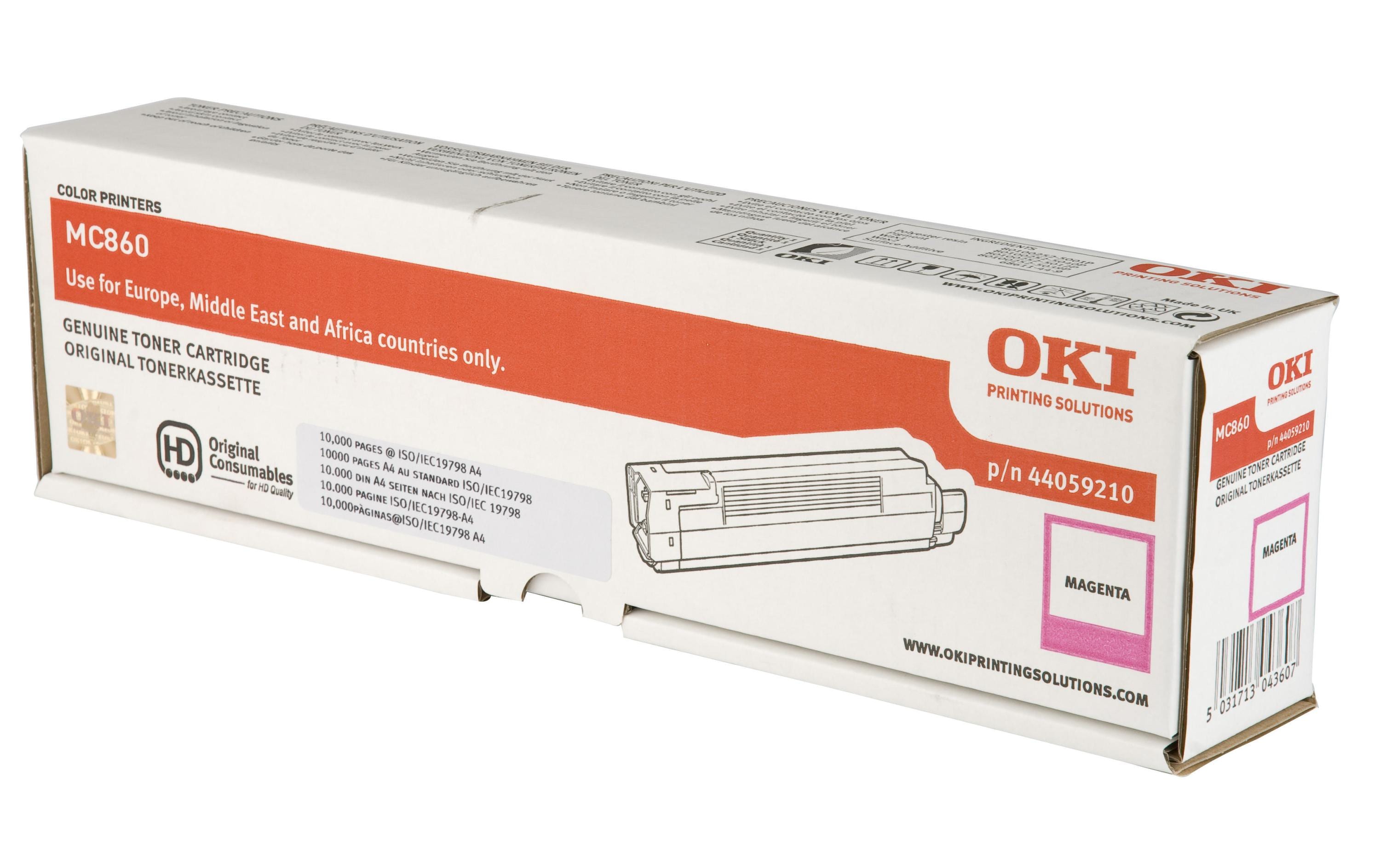 Toner Magenta zu OKI MC860 44059210, 10000 A4 Seiten