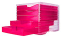 Styroswingbox NEONline mit 5 Schubladen Gehäuse transparent,Schubladen neon-pink