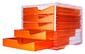 Styroswingbox NEONline mit 5 Schubladen Gehäuse transparent,Schubladen neon-orange