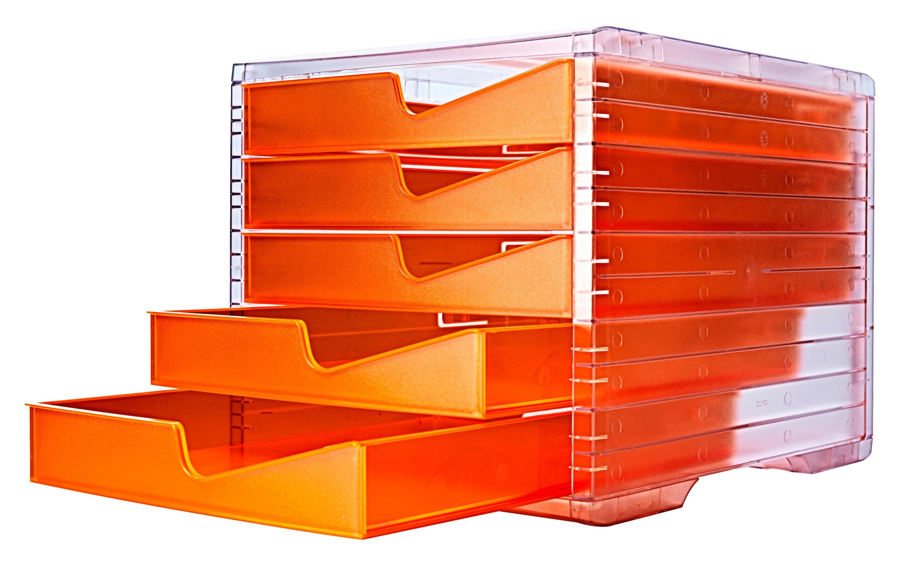 Styroswingbox NEONline mit 5 Schubladen Gehäuse transparent,Schubladen neon-orange