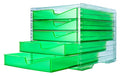 Styroswingbox NEONline mit 5 Schubladen Gehäuse transparent,Schubladen neon-grün