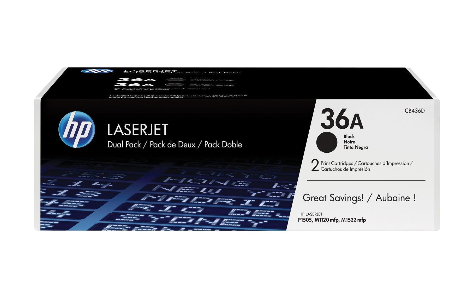 HP Toner 36A - Black 2er-Pack (CB436AD) Seitenkapazität ~ 2x 2'000 Seiten