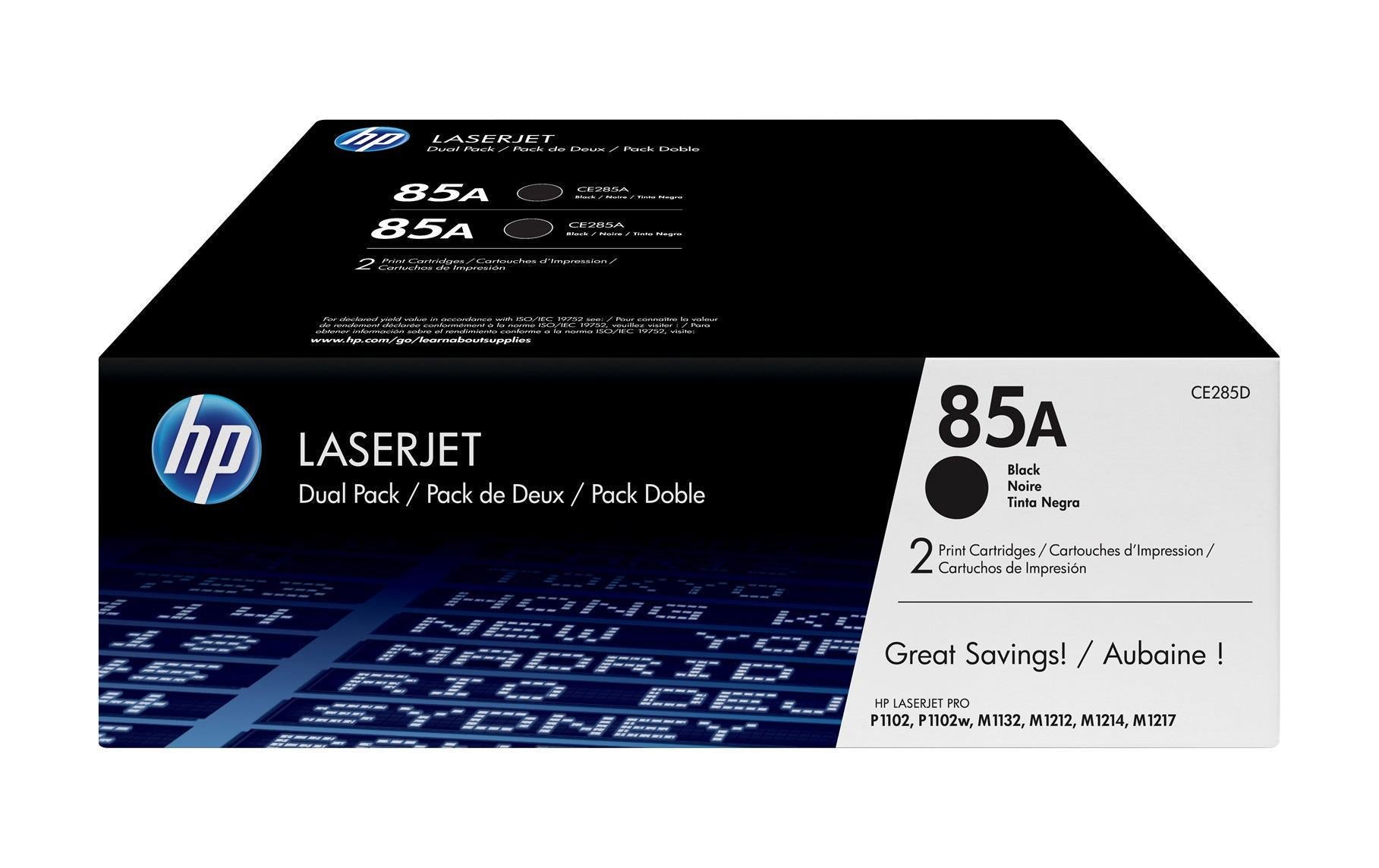 HP Toner 85A - Black 2er-Pack (CE285AD) Seitenkapazität 2x ~ 1'600 Seiten