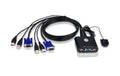 Aten CS22U: USB VGA KVM Switch, 2Port USB 2.0, eingebaute Universalkabel, 2x 0.9m