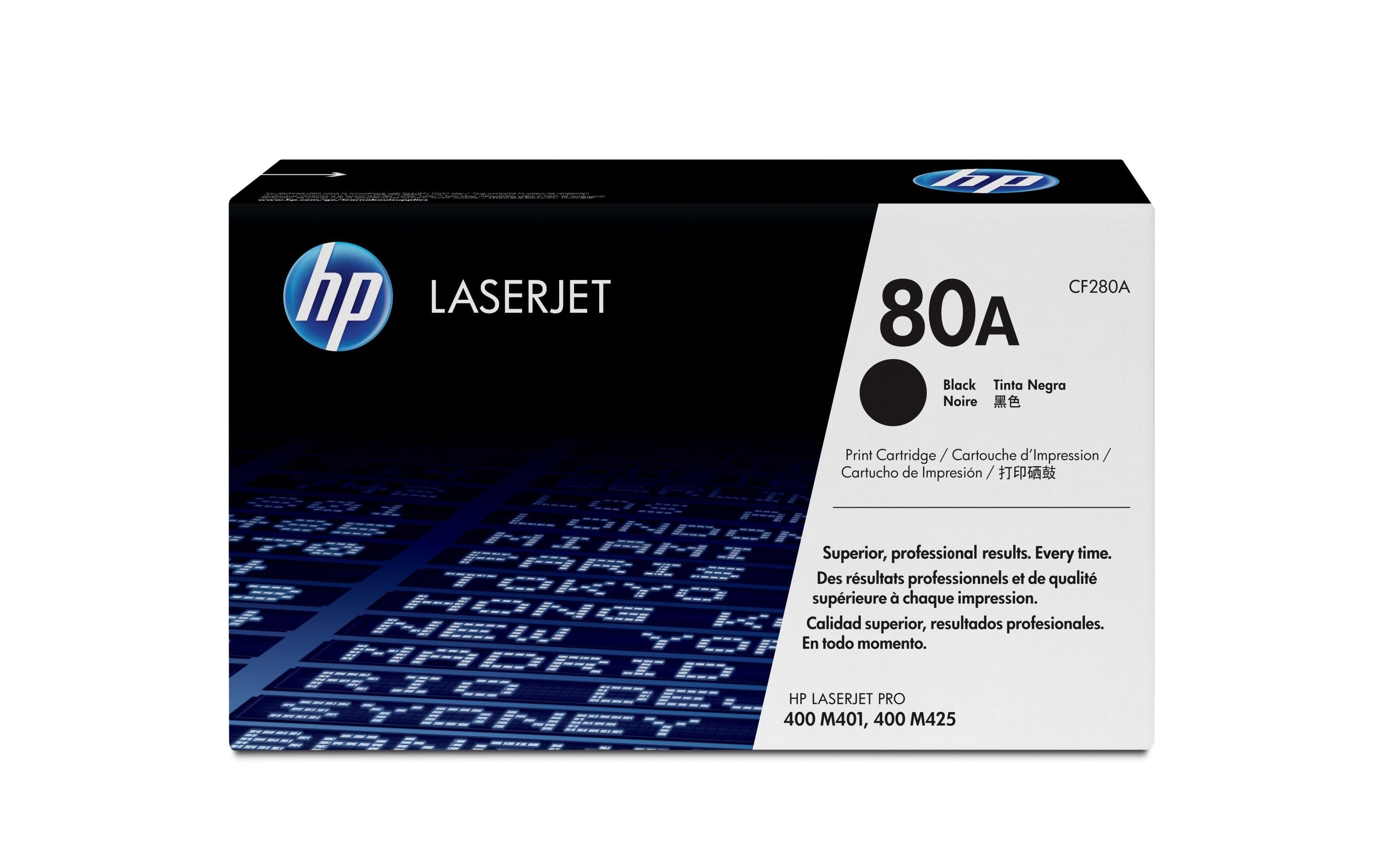 HP Toner 80A - Black (CF280A) Seitenkapazität ~ 2700 Seiten