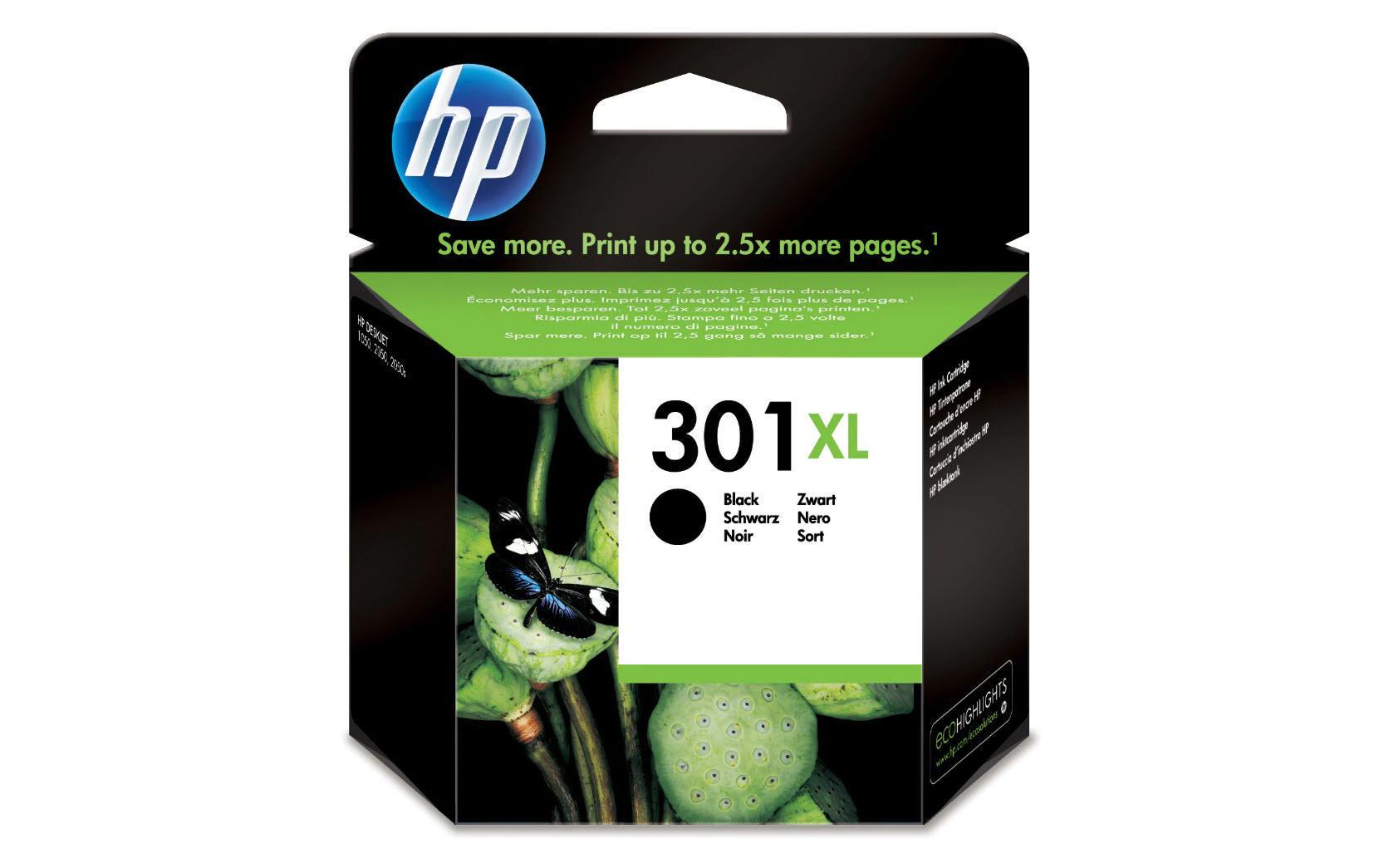 HP Tinte Nr. 301XL - Black (CH563EE) 8ml, Seitenkapazität ~ 480 Seiten,