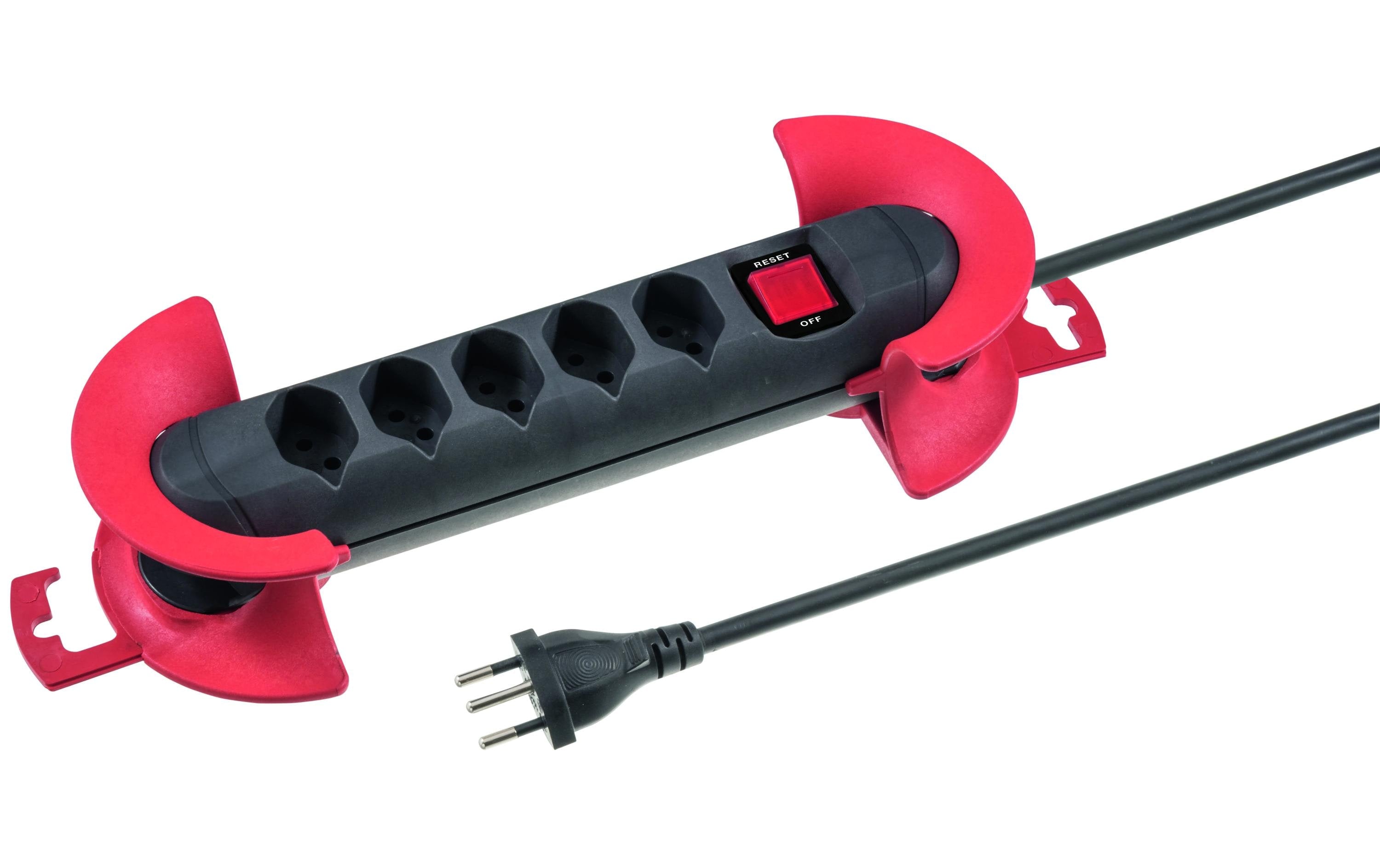 STEFFEN STEBA STRONG Steckerleiste 5xT13 Steckdosen längs, schwarz, 8m Kabel