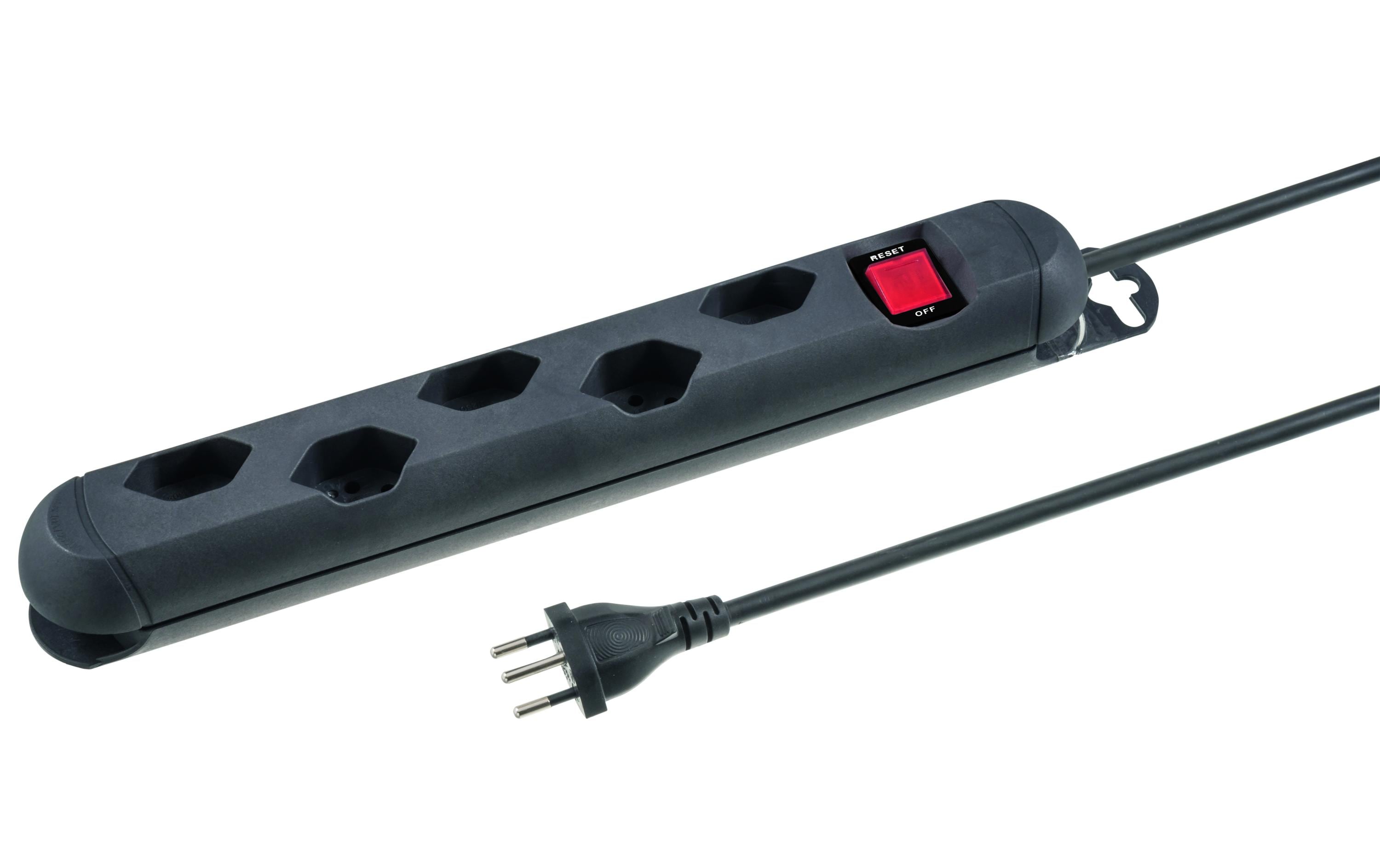 STEFFEN STEBA STRONG Steckerleiste 5xT13 Steckdosen quer, schwarz, 3m Kabel