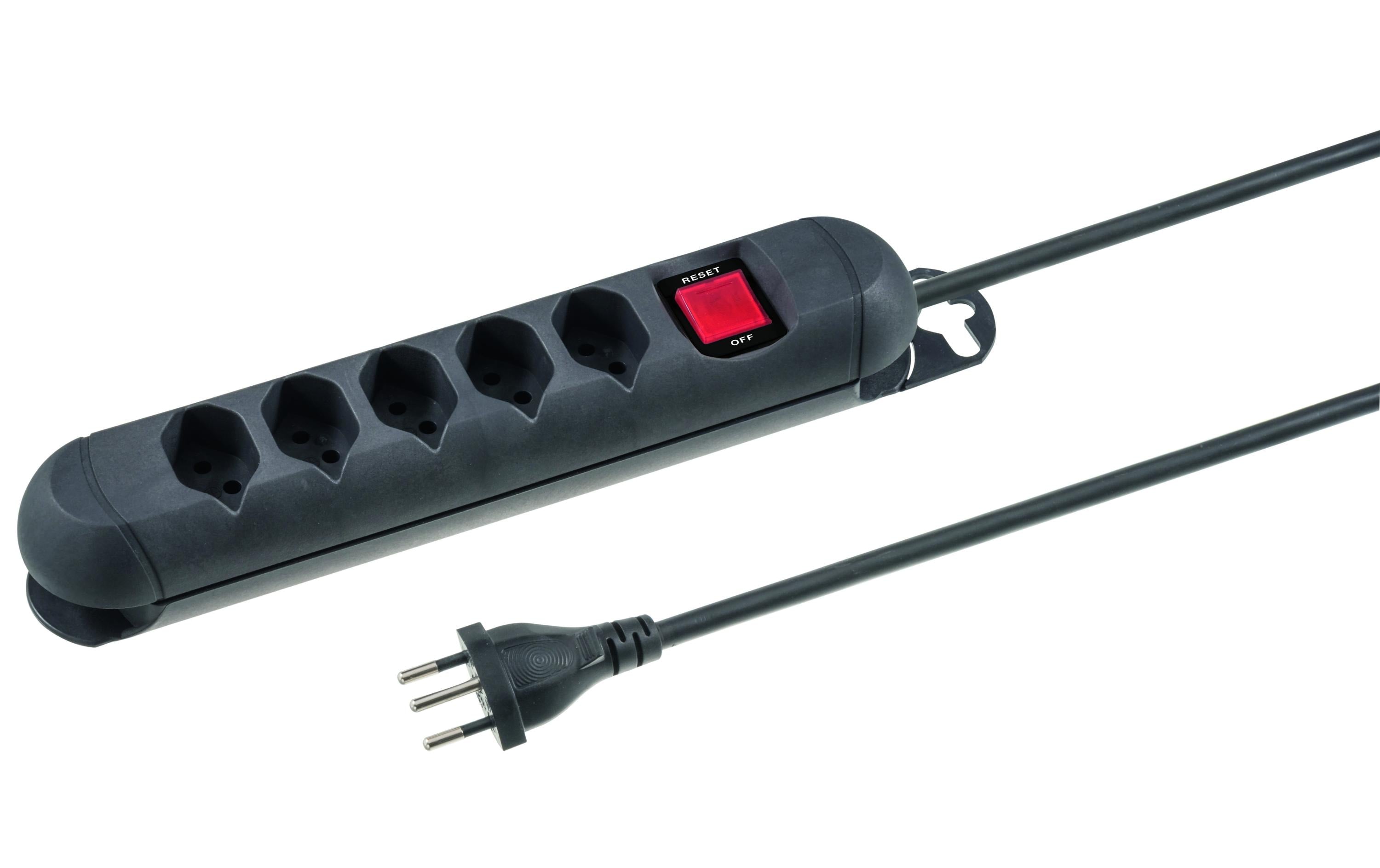 STEFFEN STEBA STRONG Steckerleiste 5xT13 Steckdosen längs, schwarz, 3m Kabel