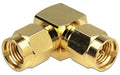 Delock RP-SMA Stecker zu SMA Stecker Gender Changer, vergoldet, 90° gewinkelt