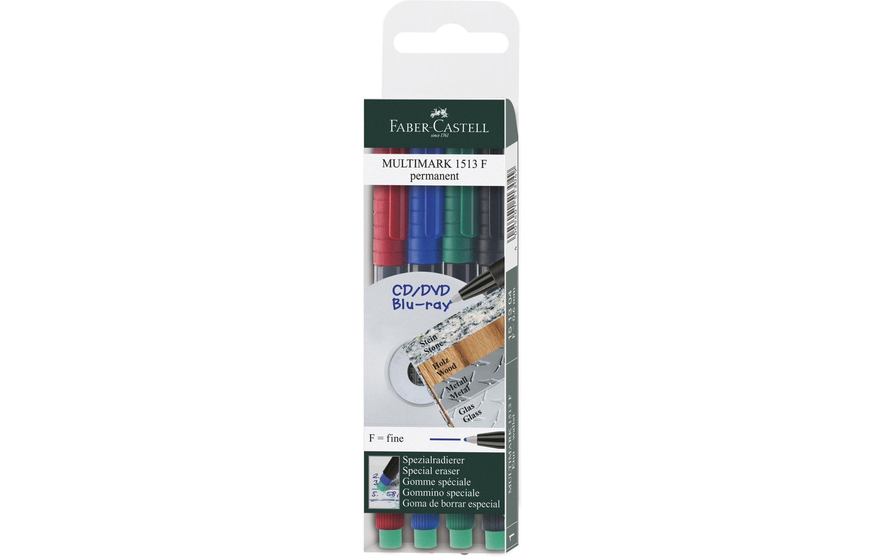 Faber-Castell Multimark CD-Marker F 4er Etui, permanent, ideal für OHP-Folien,