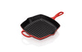 LE CREUSET GRILLPFANNE Signature quadr. Durchmesser 26cm, Gusseisen, kirschrot