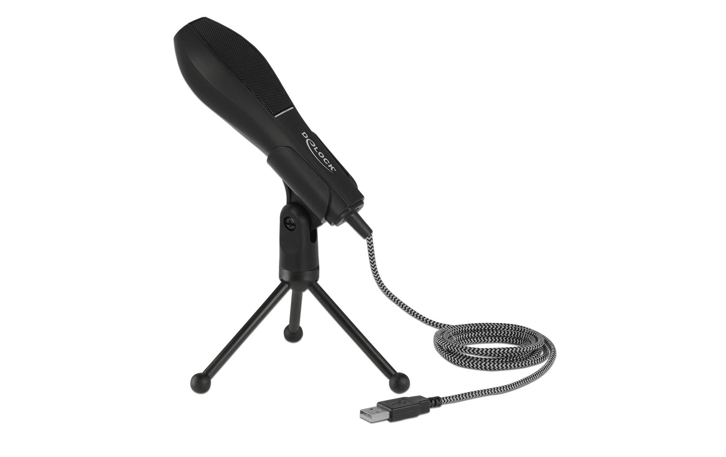 Delock USB Microphon mit Tischständer 1.35m USB-Kabel, schwarz