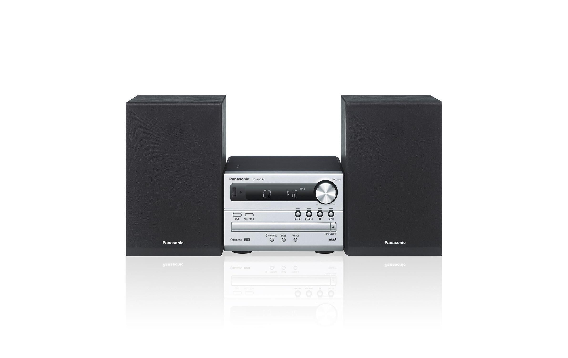 Panasonic PM254 Silber, Micro HiFi System 20W, CD, Bluetooth, DAB+, USB