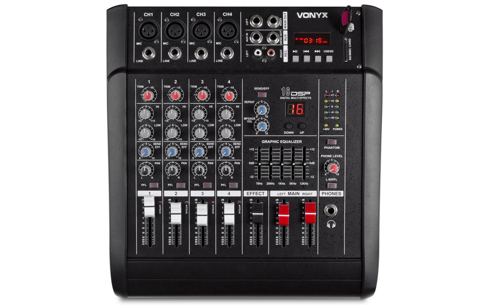 Vonyx AM5A Powermixer 5-Kanal, DSP, USB, SD, BT, MP3