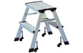 Wedo Trittleiter mit Rollen, Aluminium 2x2-stufig, robust, zusammenklappbar
