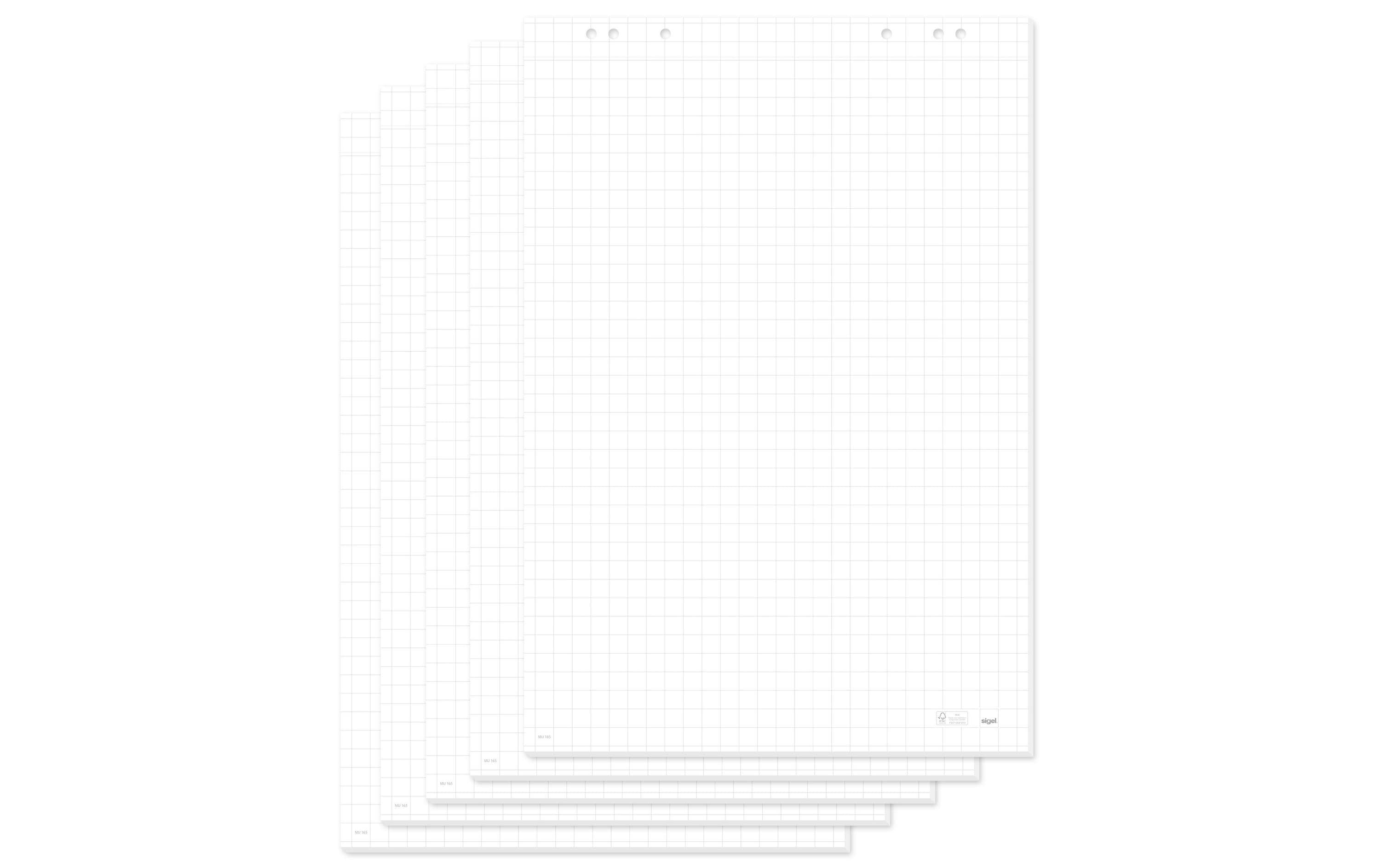 Sigel Flipchartblock 68x98cm kariert, 5 blöcke à 20 Blatt
