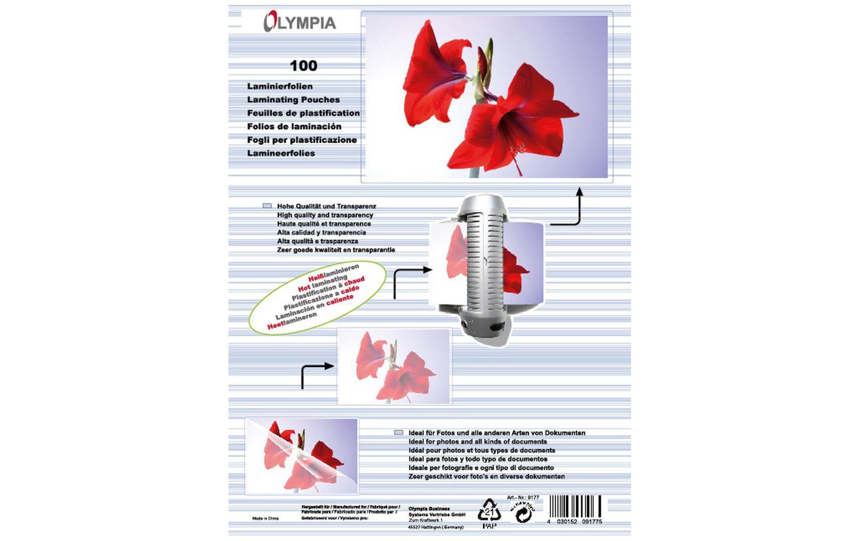 Olympia Laminierfolien DIN A5 125 Micron, Inhalt: 100 Stück