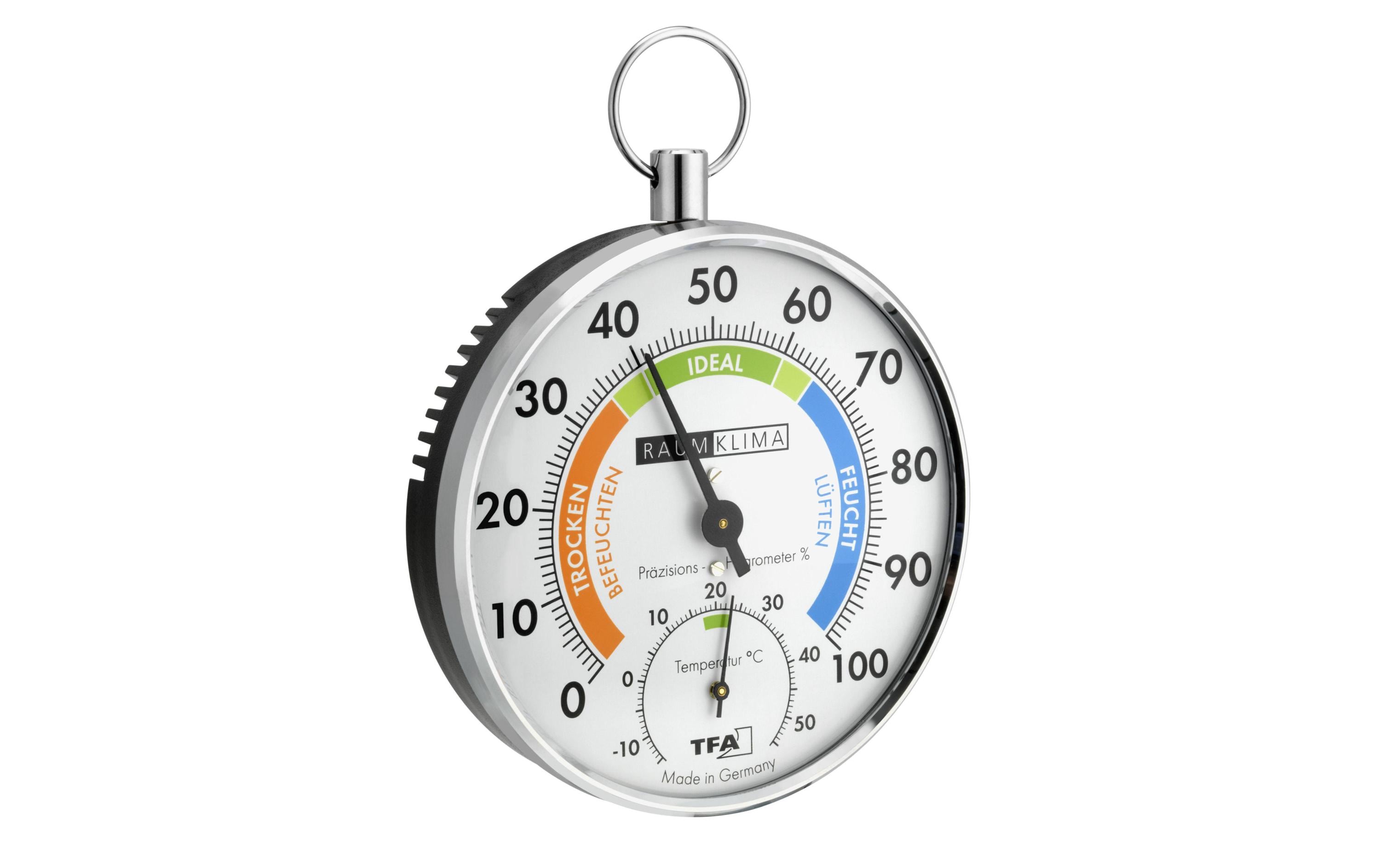 TFA Thermo-Hygrometer, Haar-Synthetik mit farbigen Komfortzonen, verchromt