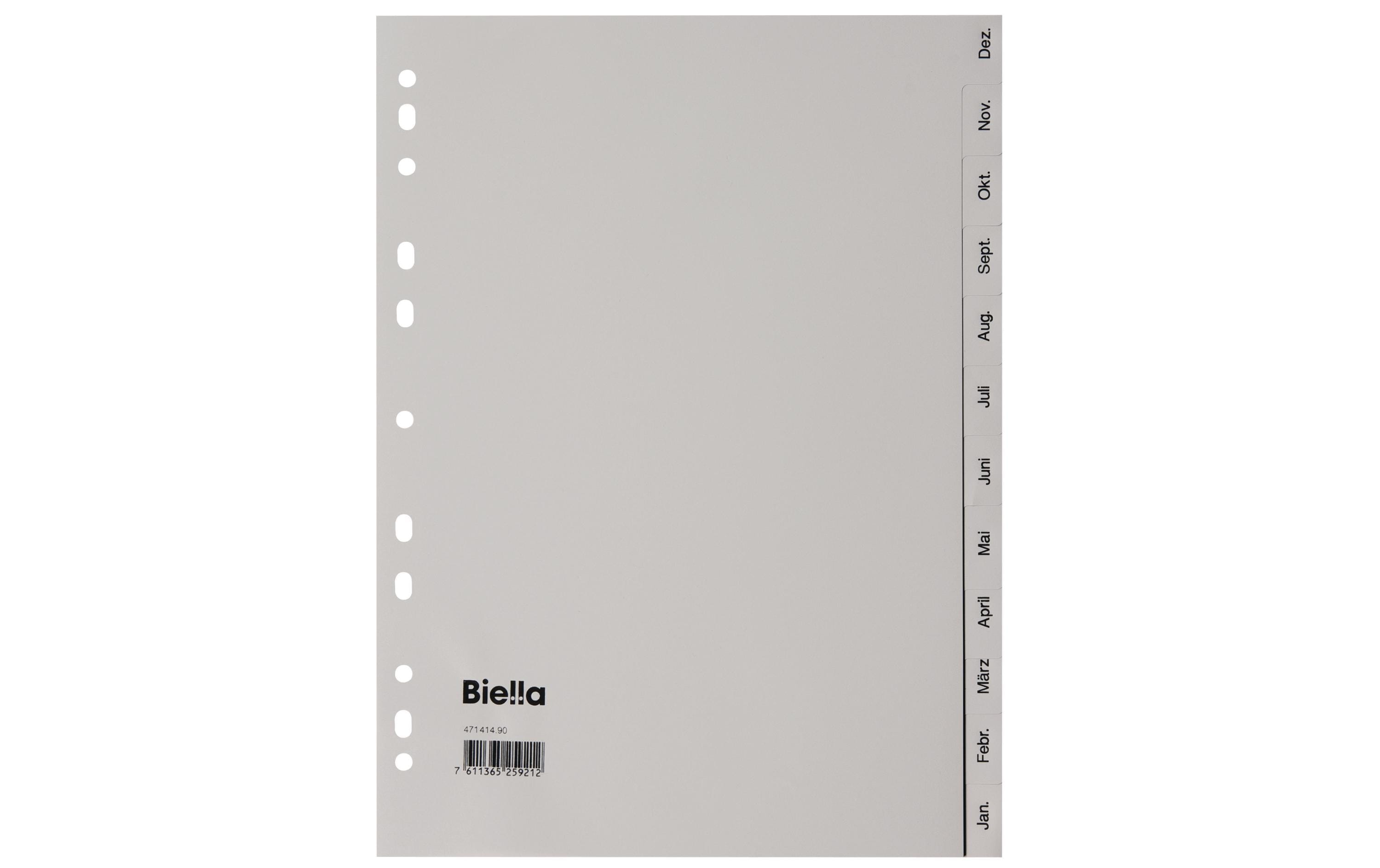 Biella RegisterVollformat aus Kunststoff Dez - Jan, A4, 4 Loch, 1 Stück