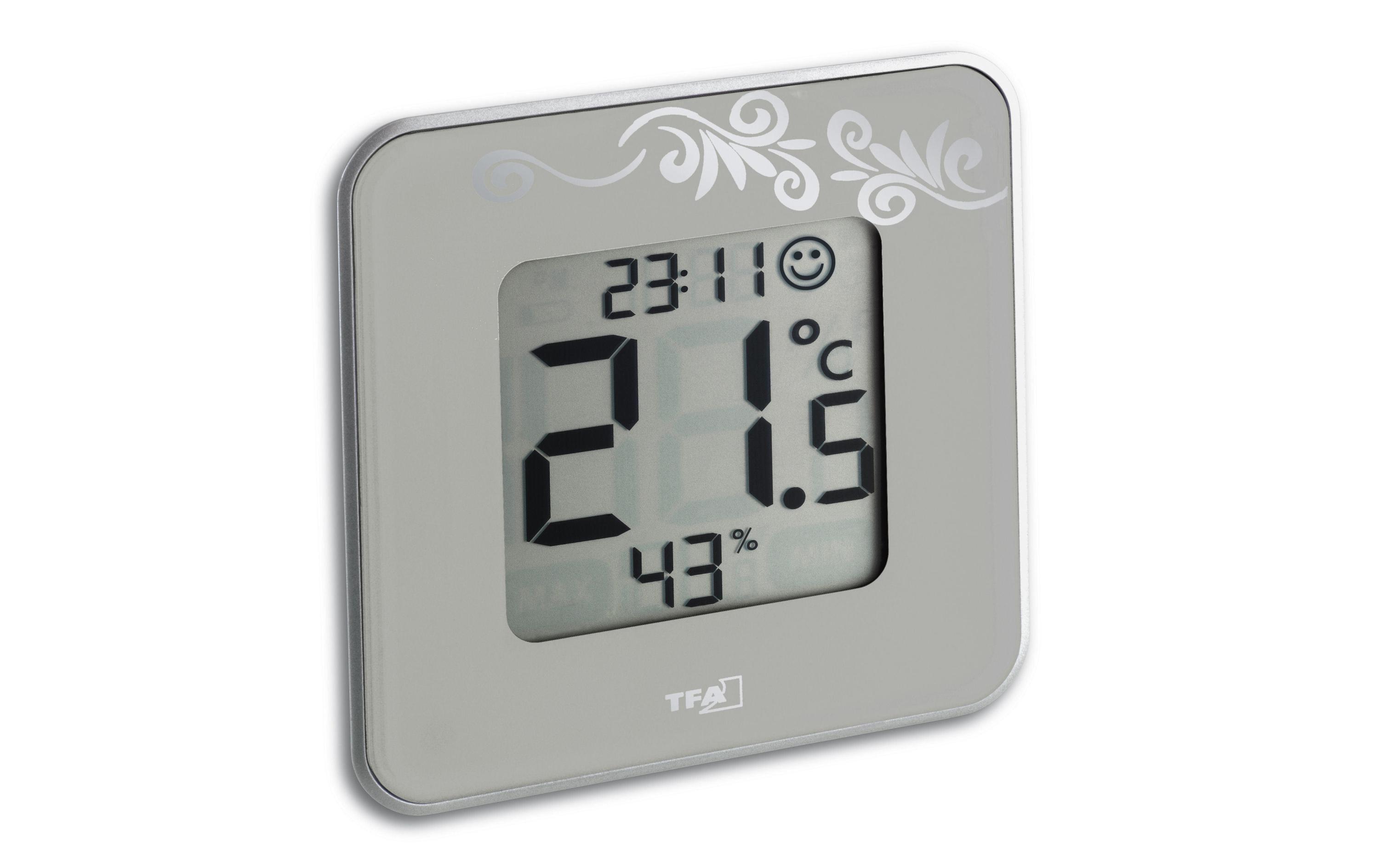 TFA Thermo-Hygrometer Style modernes Design, weiss mit Ornament