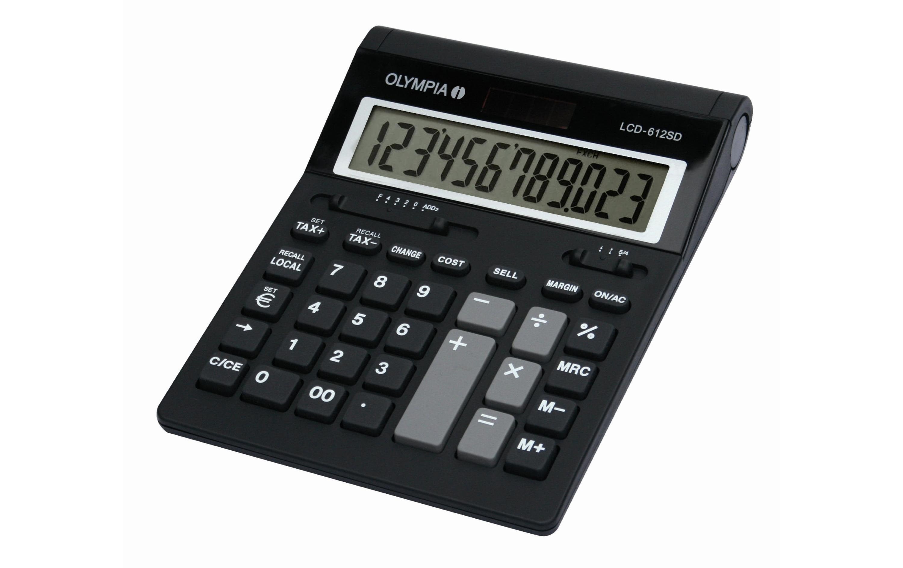Olympia Taschenrechner LCD 612 SD Batterie- und Solarbetrieb