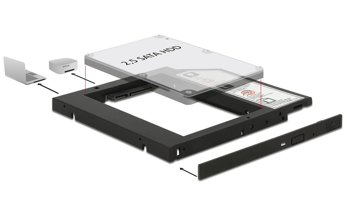 Delock Einbaurahmen für 1 x 2.5"HDD/SDD passend für Slim 5.25" DVD-Slot