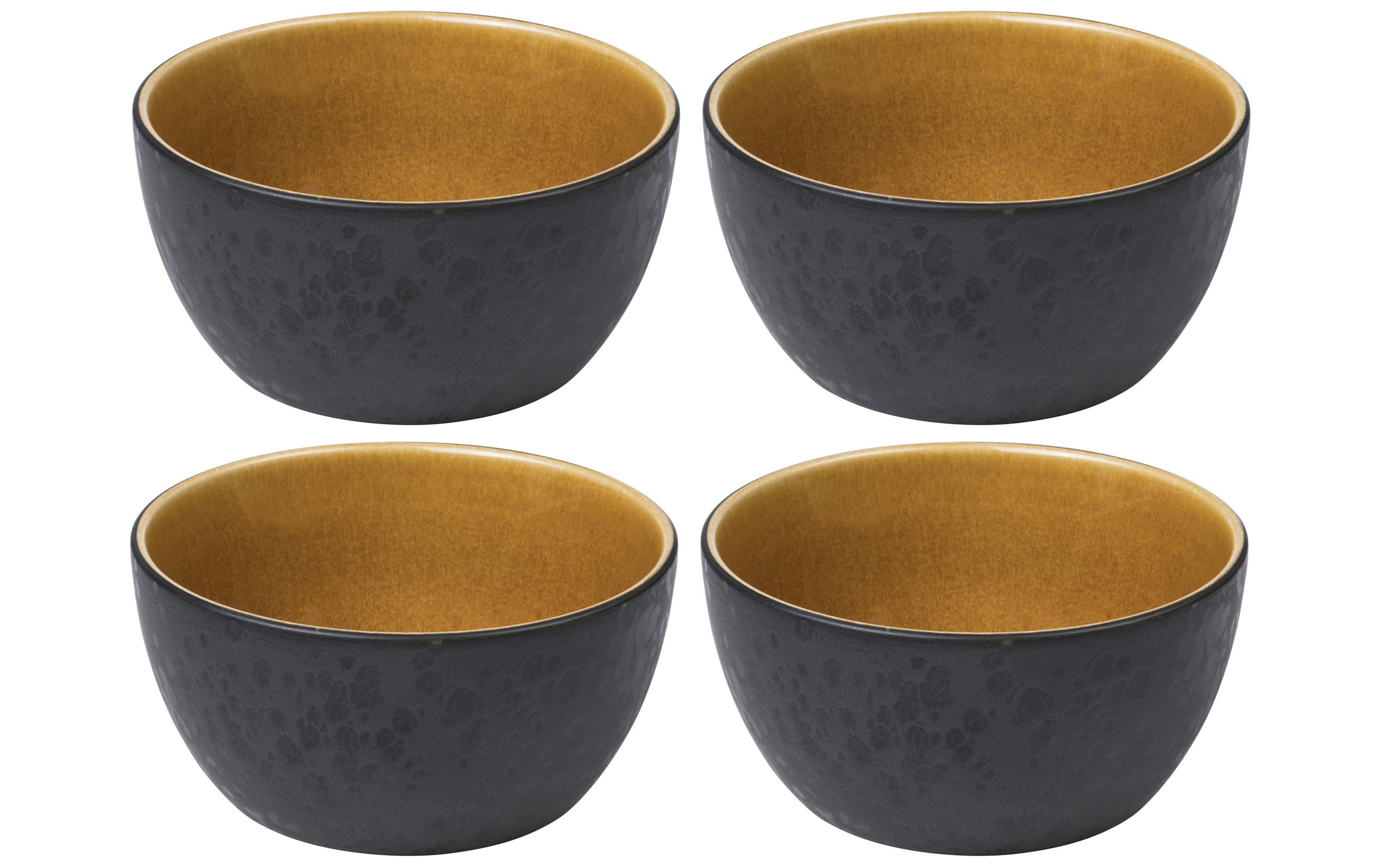 Bitz Schale 14cm schwarz/gelb 4 Stk., 14cm Durchmesser, Stoneware