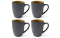 Bitz Kaffeetasse 30cl schwarz/gelb 4 Stk., Stoneware