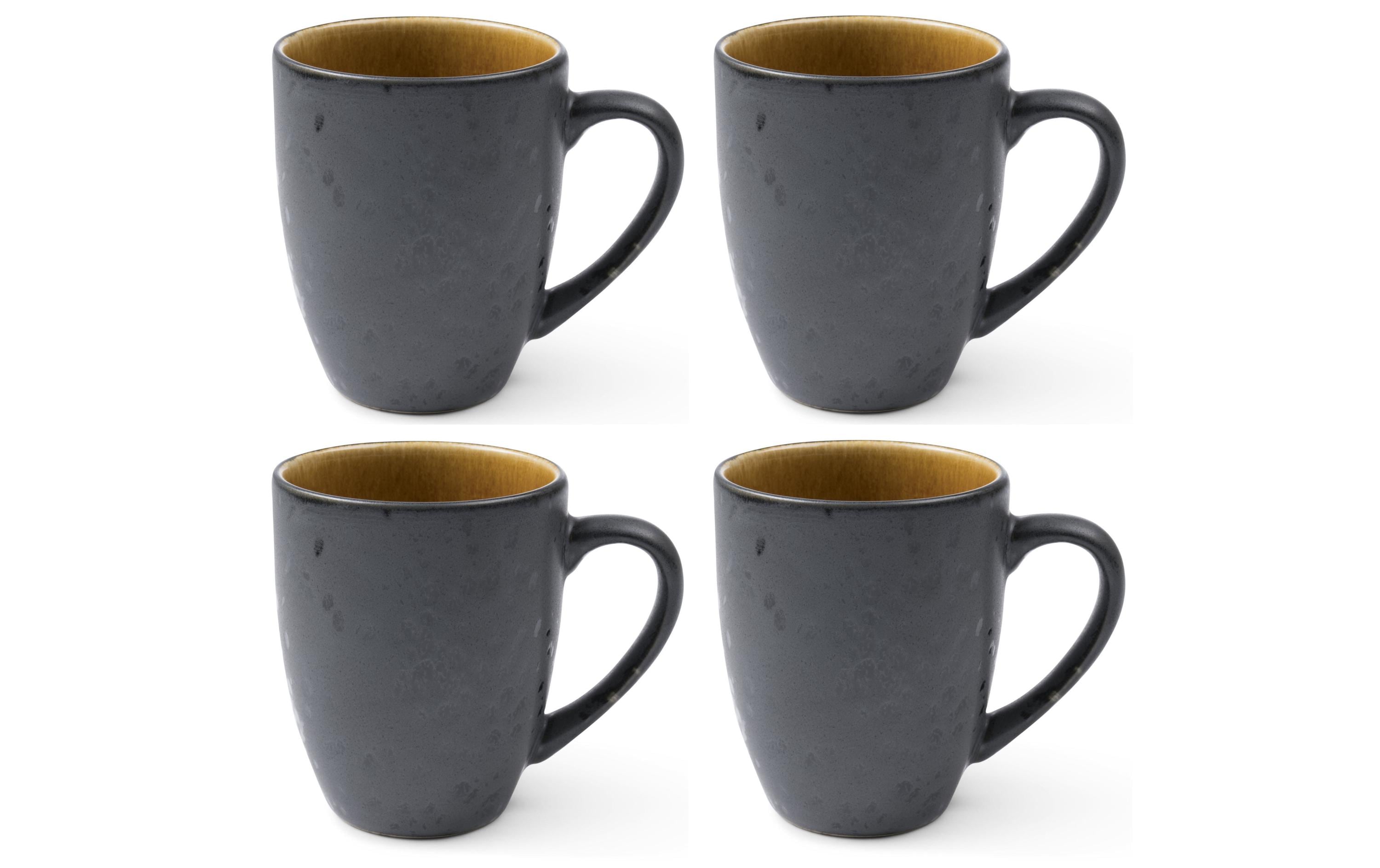 Bitz Kaffeetasse 30cl schwarz/gelb 4 Stk., Stoneware