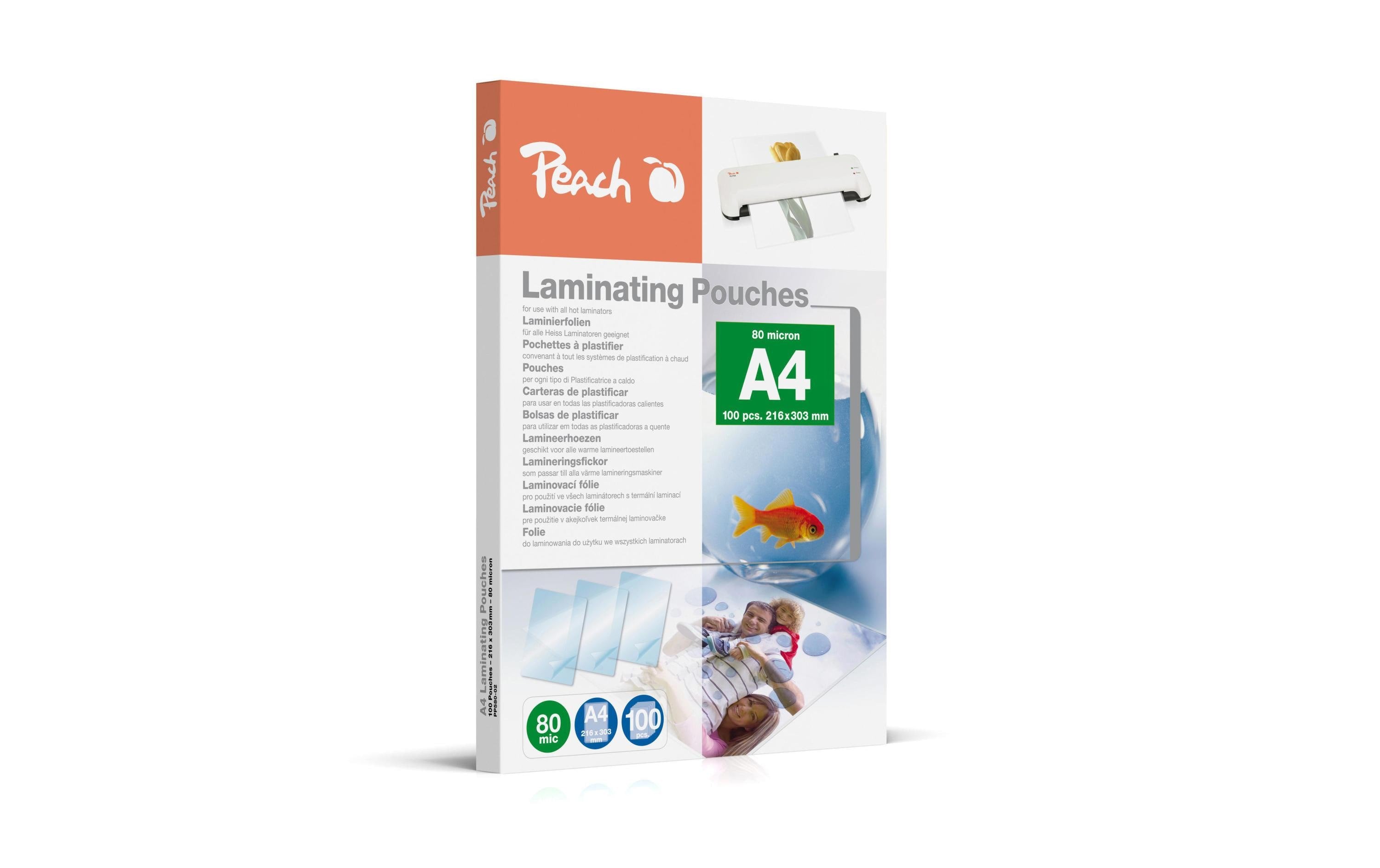 Peach Laminierfolie A4 216x303mm, 80mic, 25 Stück
