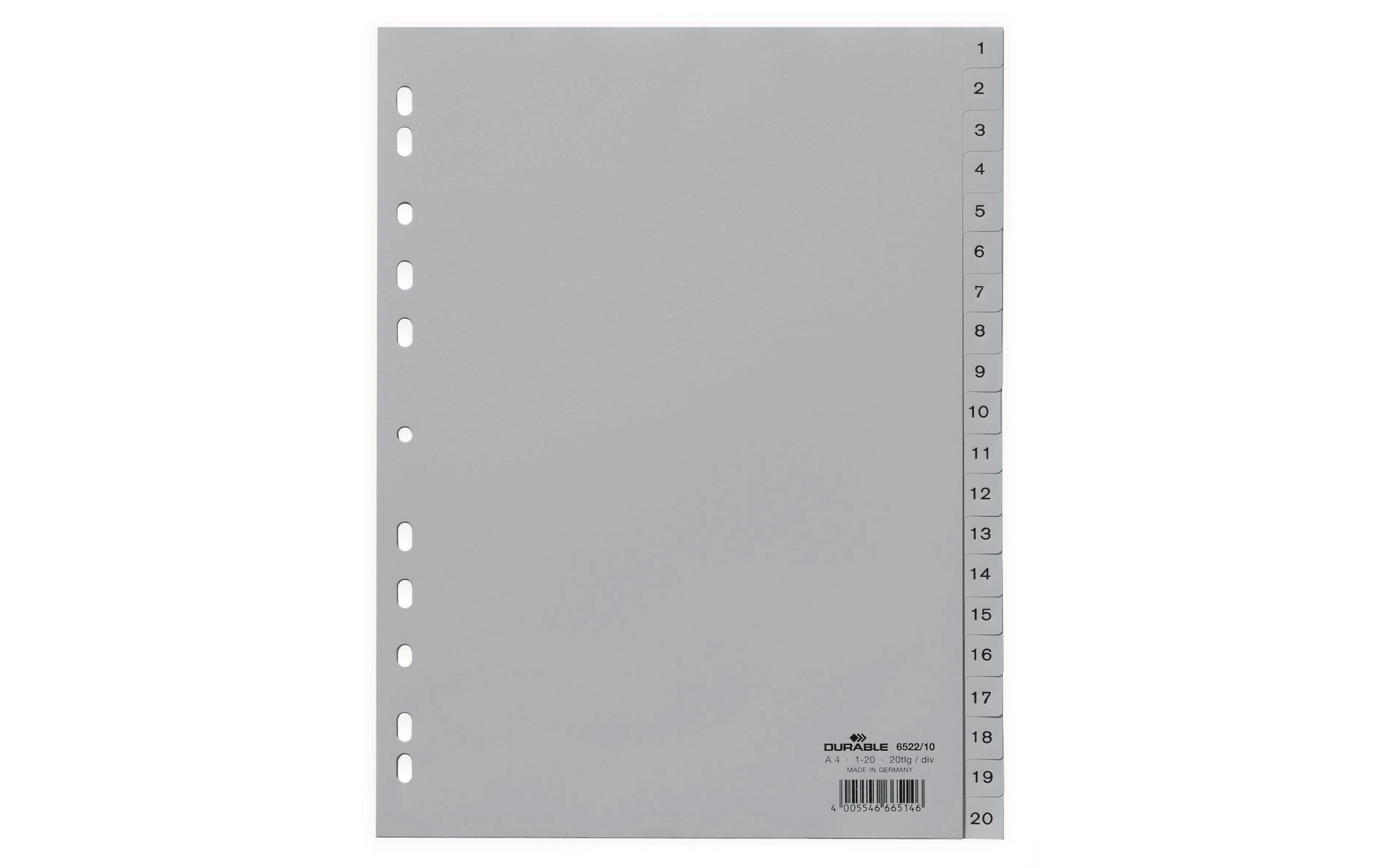 Durable Register A4 Hoch 1-20,grau Teilung/Blatt: 20
