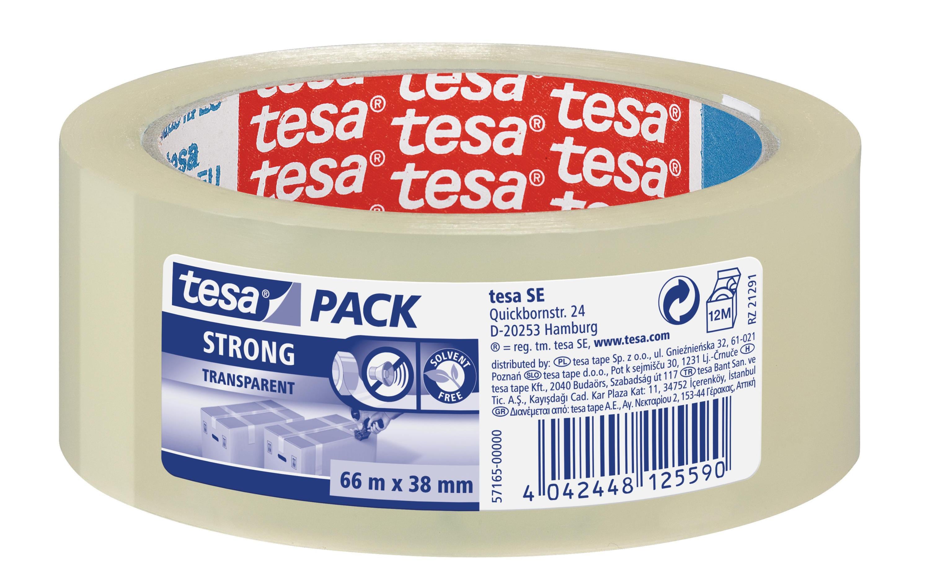 Tesa Paketband strong transparent, 66m x 38mm
