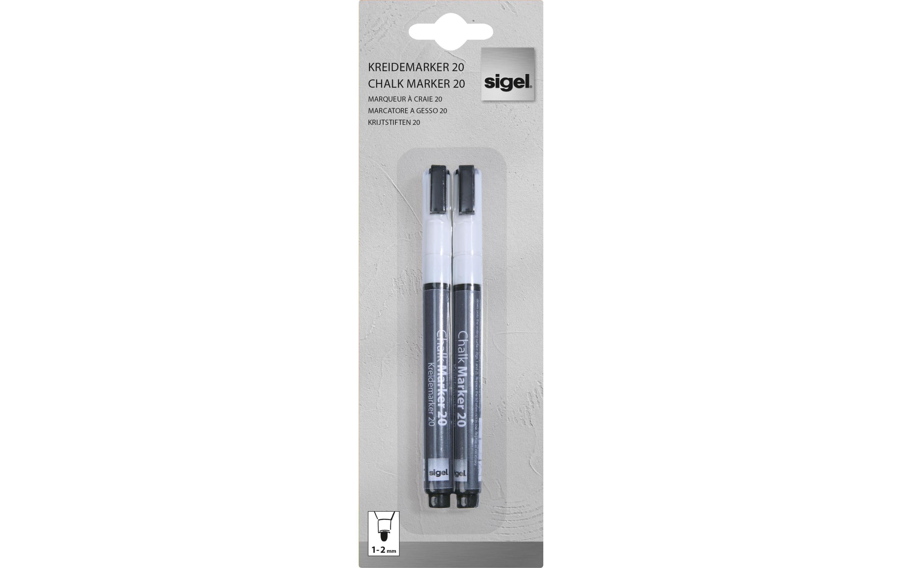 Sigel Kreidemarker 20 weiss 2erPack Rundspitze 1-2mm