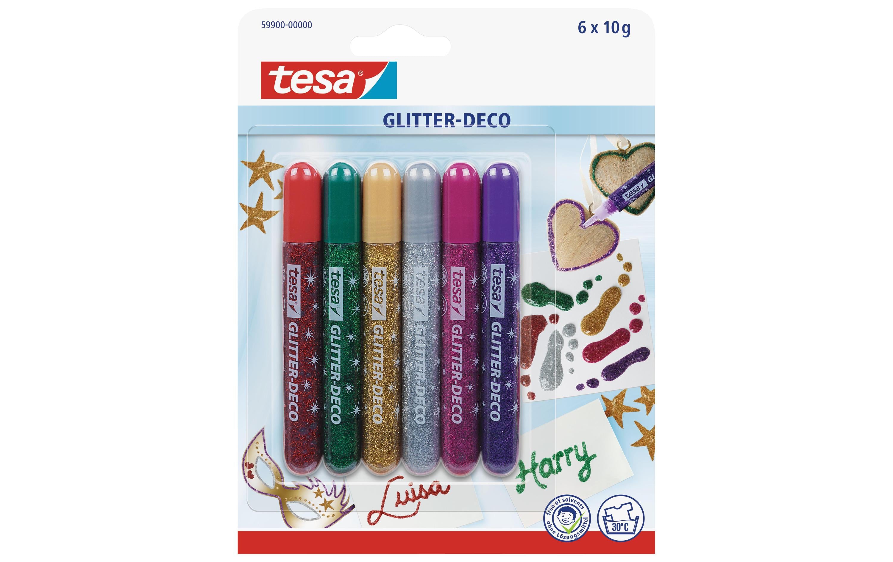Tesa Glitter Deco Glitzerstifte 6 Tuben à 10g